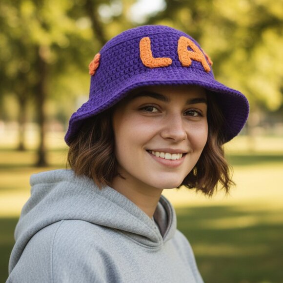 Handmade Crochet LA Bucket Hats New - Picture 1 of 10